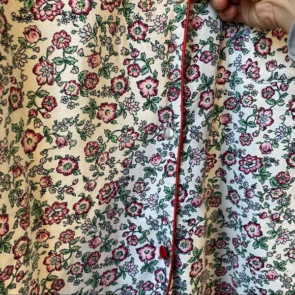 Vintage Victoria's Secrets Pajama Floral Button Front Top Blouse Women's Large - Picture 11 of 12
